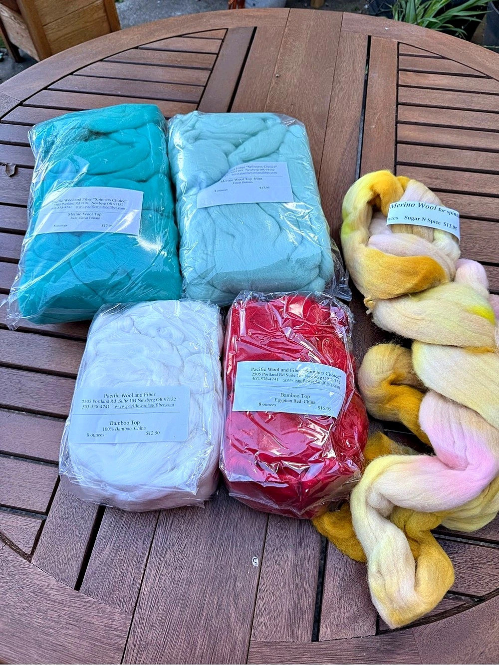 Pacific Wool and Fiber Spinners Choice Roving and Top Bundle - Merino & Bamboo F